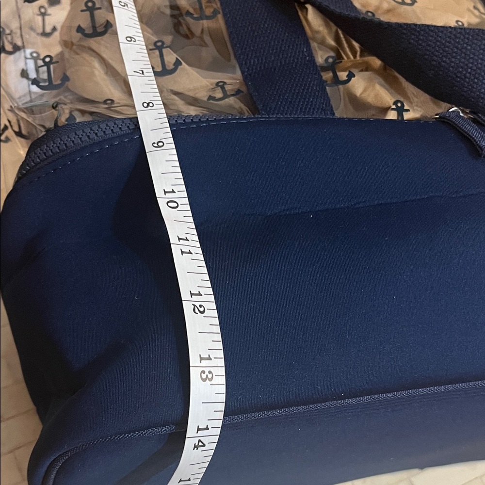 Navy Blue Anchor Print Transparent & Insulated Beach Nautical Tote Bag - Picture 12 of 14